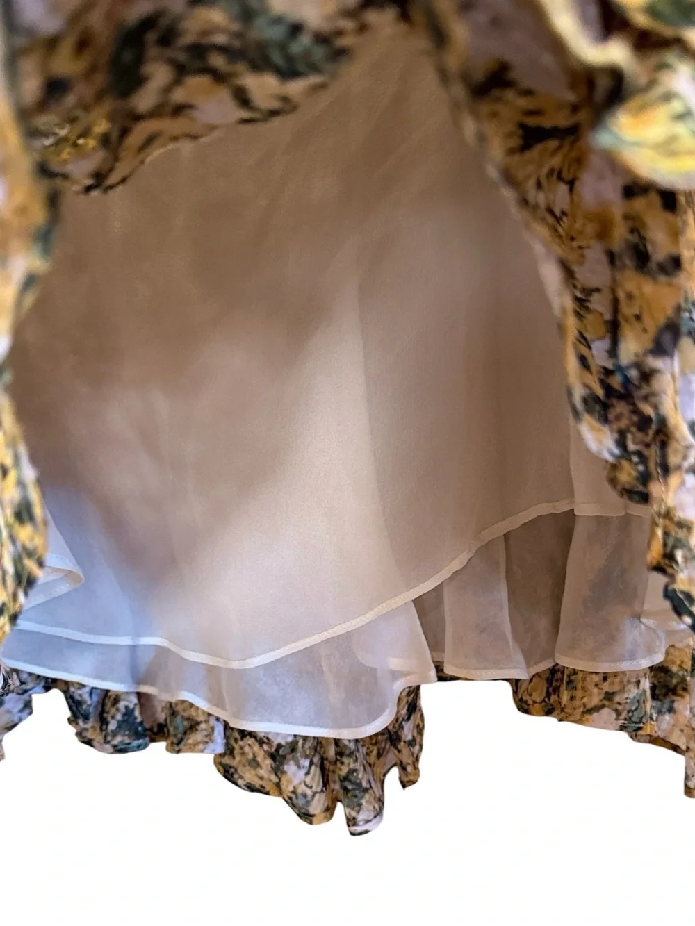 Isabel Marant Yellow Green Silk Perforated Floral Cottagecore Wrap Mini Skirt
